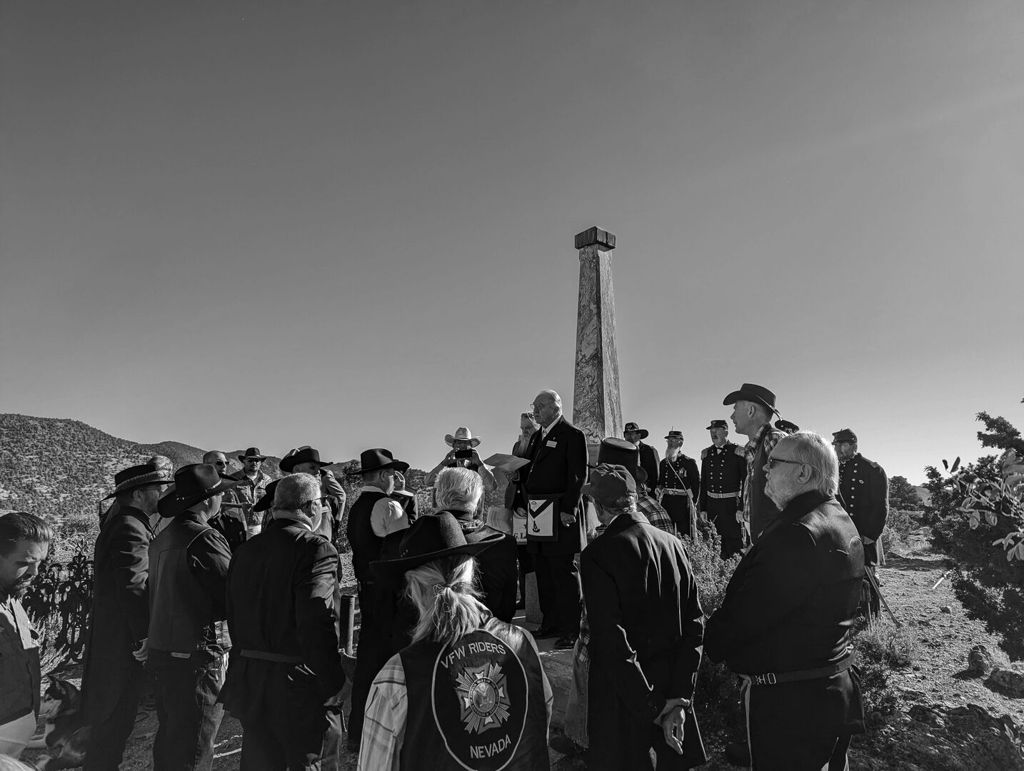 Masonic ceremony at Captain Storey's monument in the Virginia City Masonic Cemetery